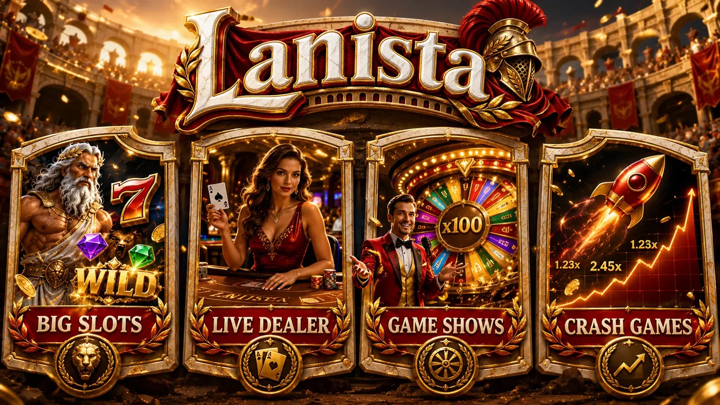 Kategorie gier w Lanista Casino: sloty, kasyno na żywo, gry show, crash